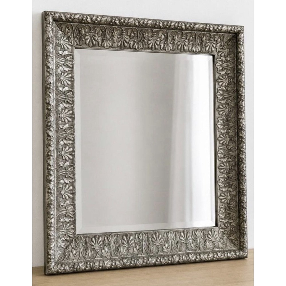 Pottery Barn Camellia 22x26 Silver Wood Framed Decorative Wall Mirror Vertical